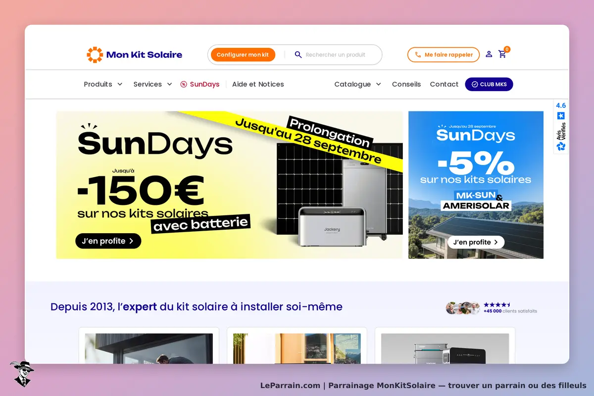 MonKitSolaire : mon Kit Solaire : page d'accueil avec promotions sur kits solaires et images de