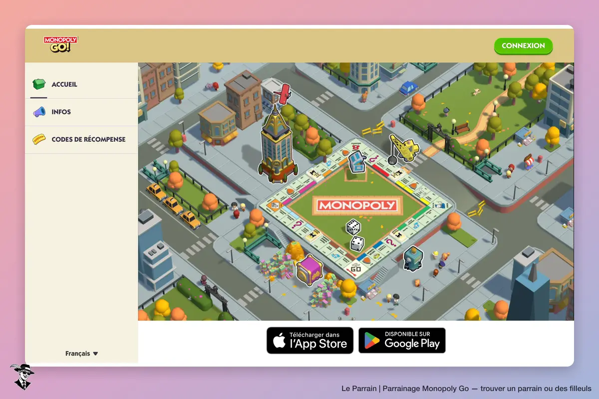 Page d'accueil de Monopoly Go