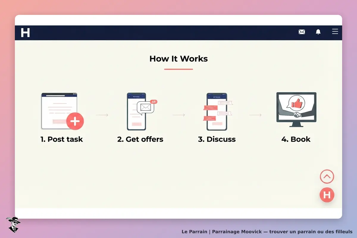 Moovick : étapes du fonctionnement du service avec des icônes explicatives