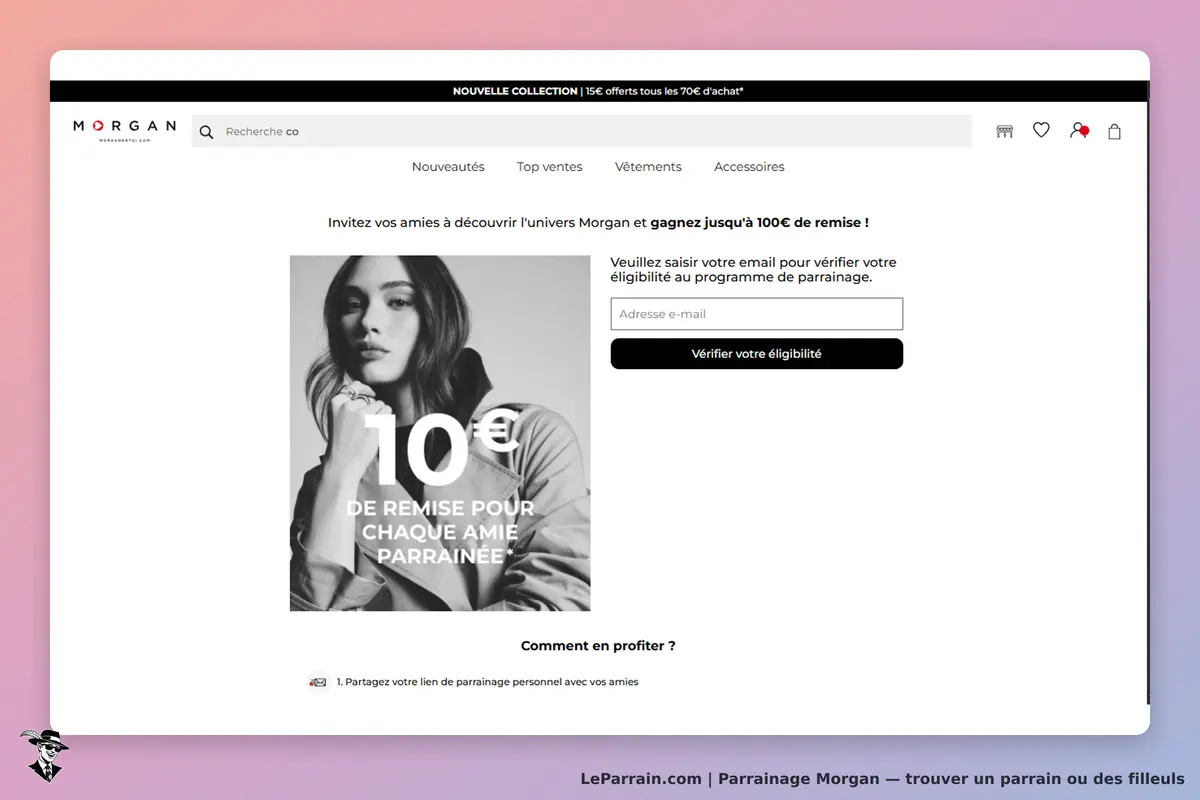 MORGAN : page d'accueil avec une promotion et un formulaire pour vérifier l'éligibilité au