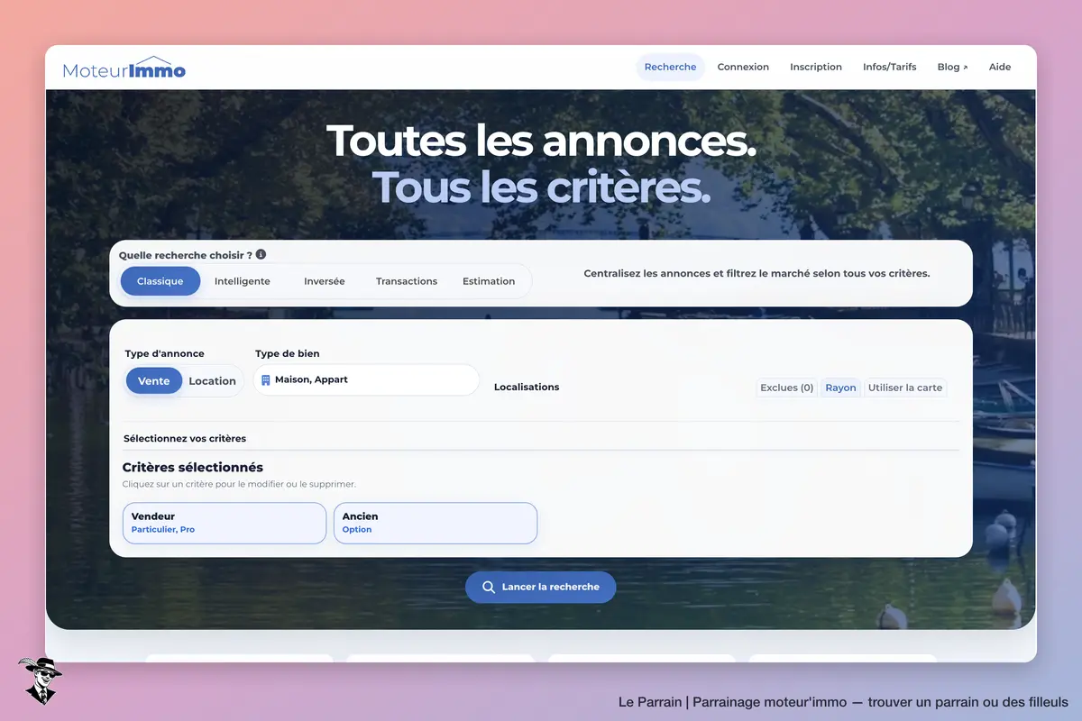 Page d'accueil de moteur'immo