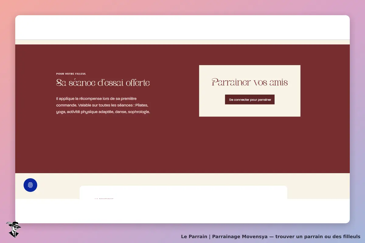 Page parrainage de Movensya