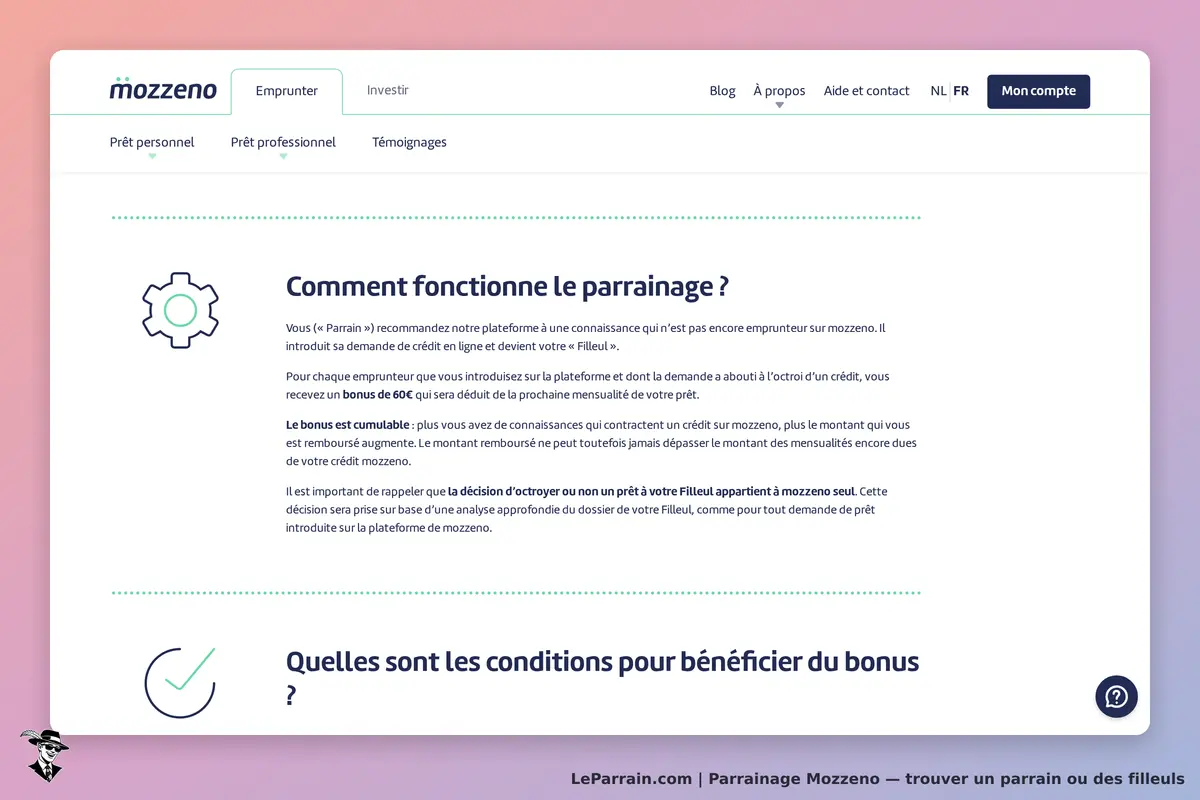 Mozzeno : explication du fonctionnement du parrainage sur la plateforme de crédit