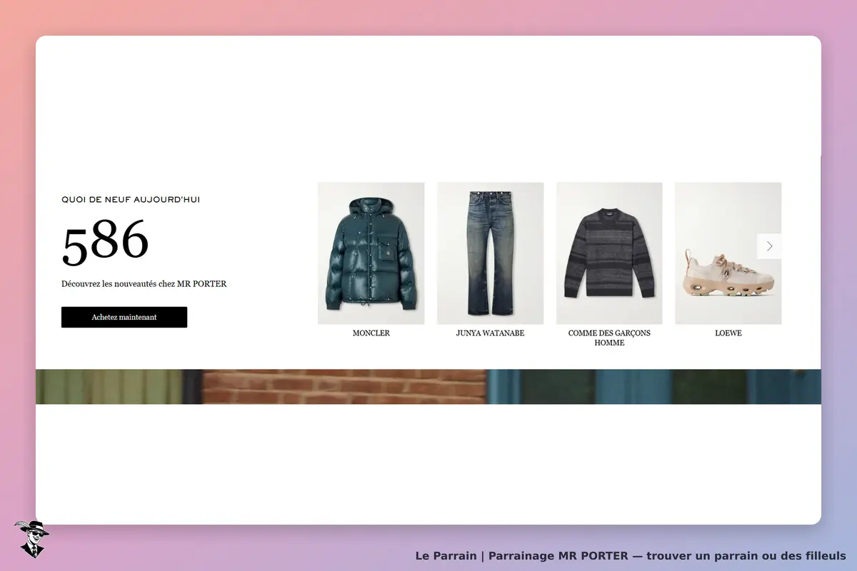 MR PORTER : page d'accueil présentant des vêtements de différentes marques