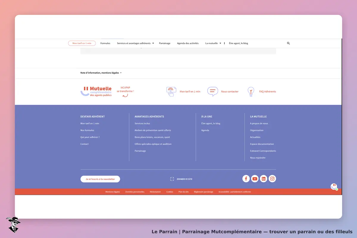 il montre la page d'acceuille du site
