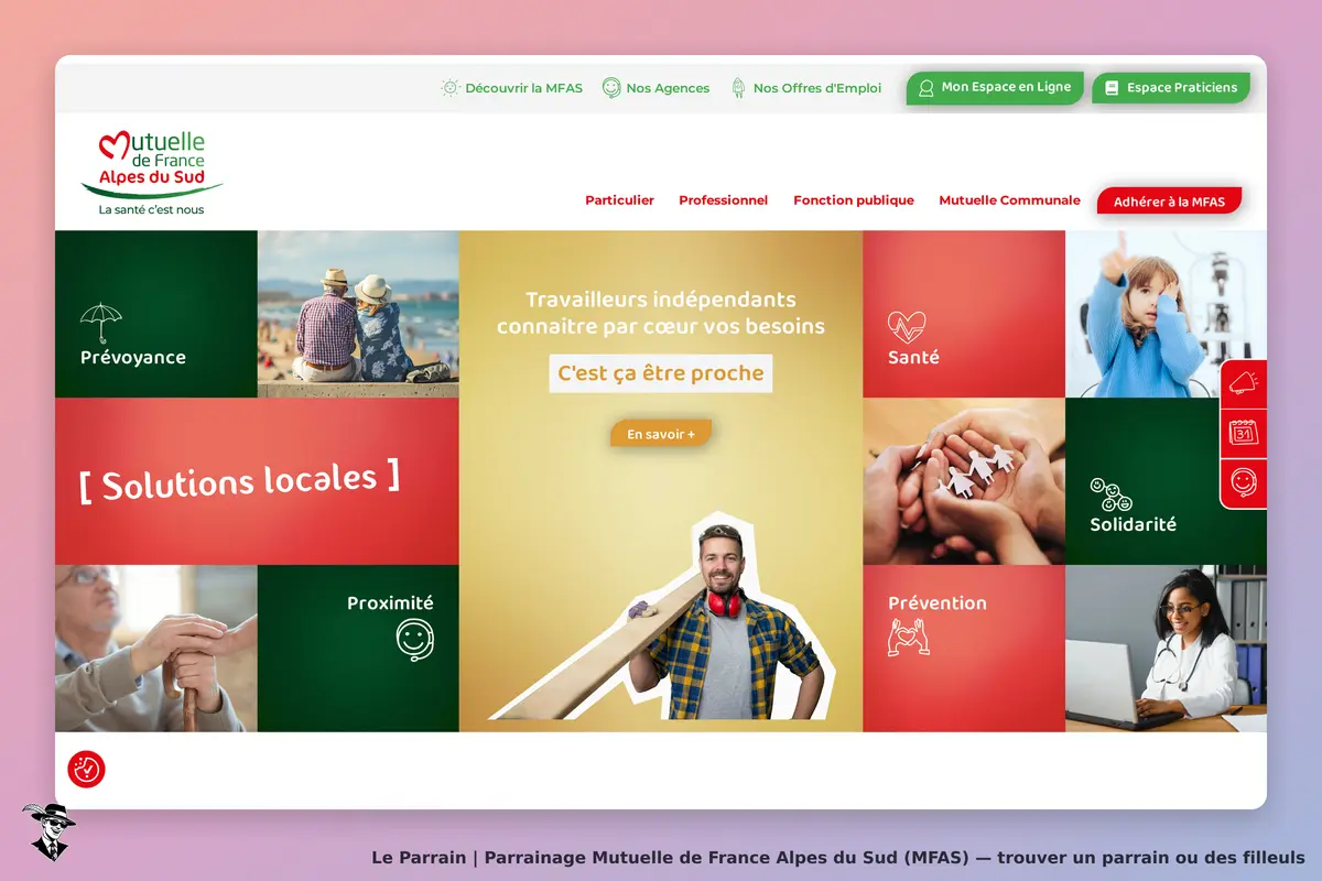 Page parrainage de Mutuelle de France Alpes du Sud (MFAS)