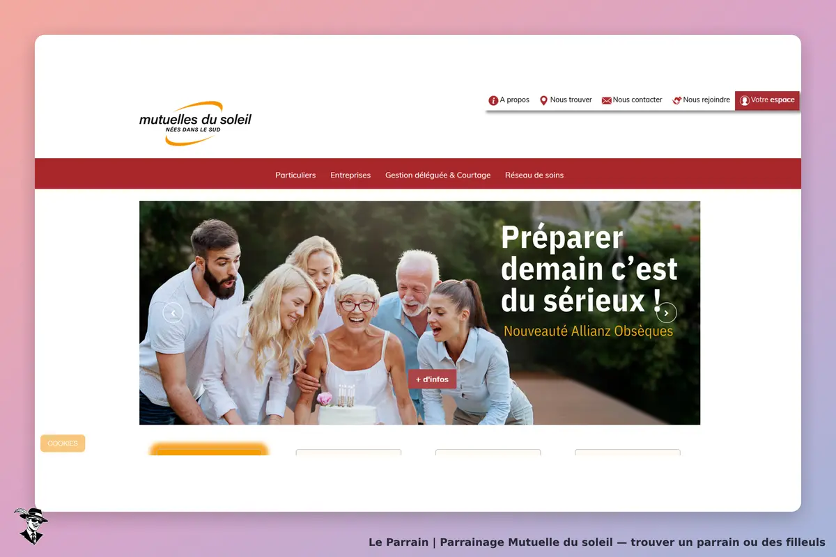 Mutuelle du soleil : mutuelles du soleil : page d'accueil avec une image de groupe célébrant un