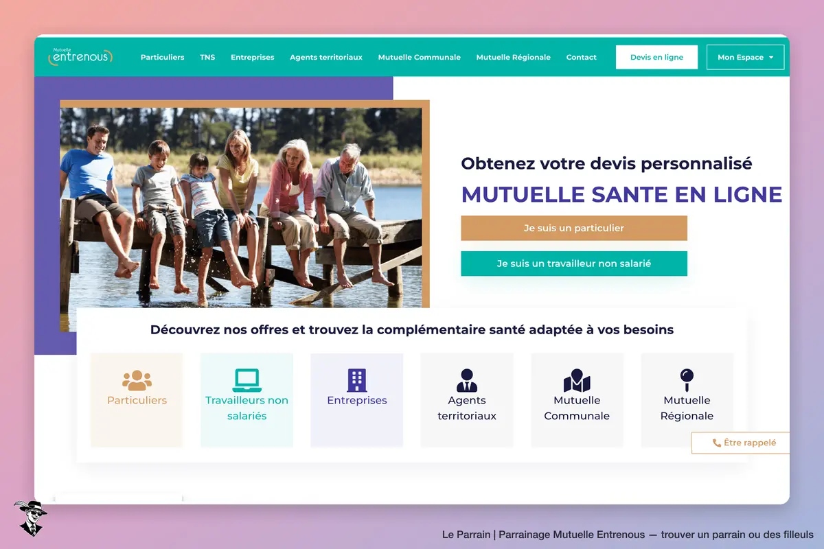Page d'accueil de Mutuelle Entrenous