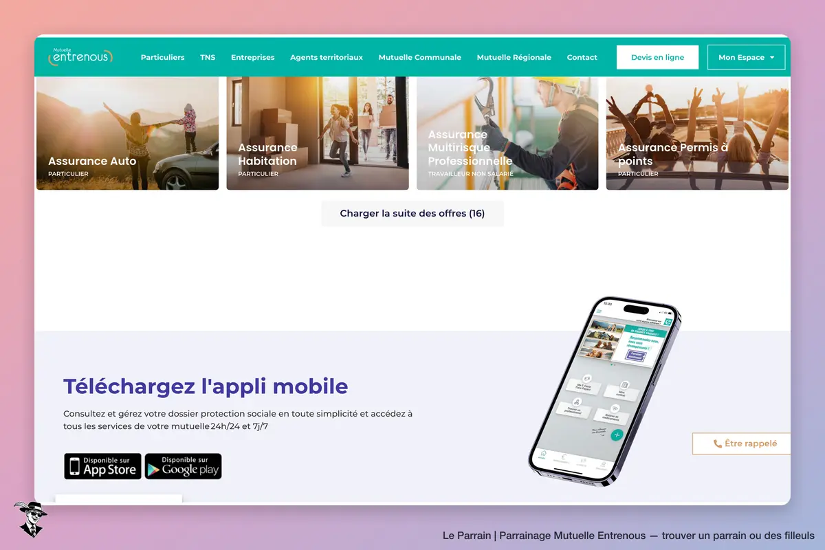 Capture d'écran de Mutuelle Entrenous