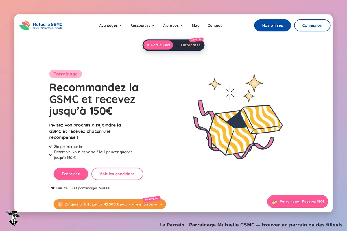 Page parrainage de Mutuelle GSMC