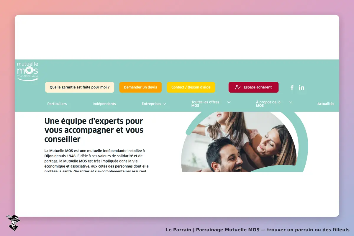 Mutuelle MOS : page d'accueil avec présentation et options de contact et de devis