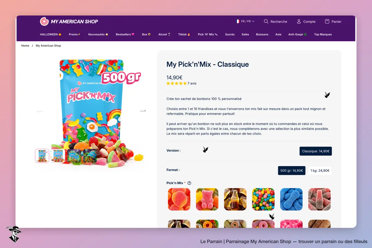Page produit de My American Shop