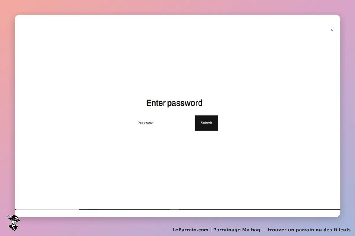 My bag : formulaire de connexion demandant de saisir un mot de passe et un bouton "Submit"
