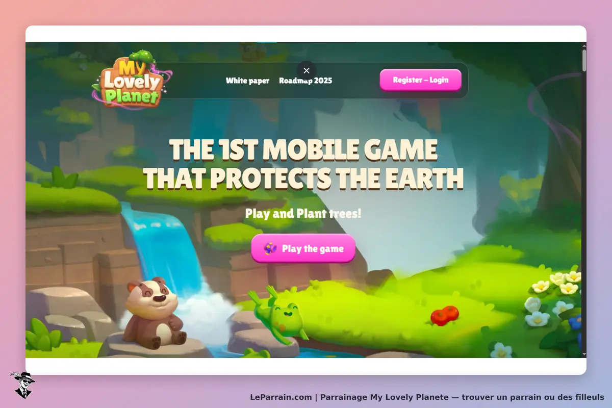 My Lovely Planete : my Lovely Planet : page d'accueil avec un ours, une grenouille et une cascade
