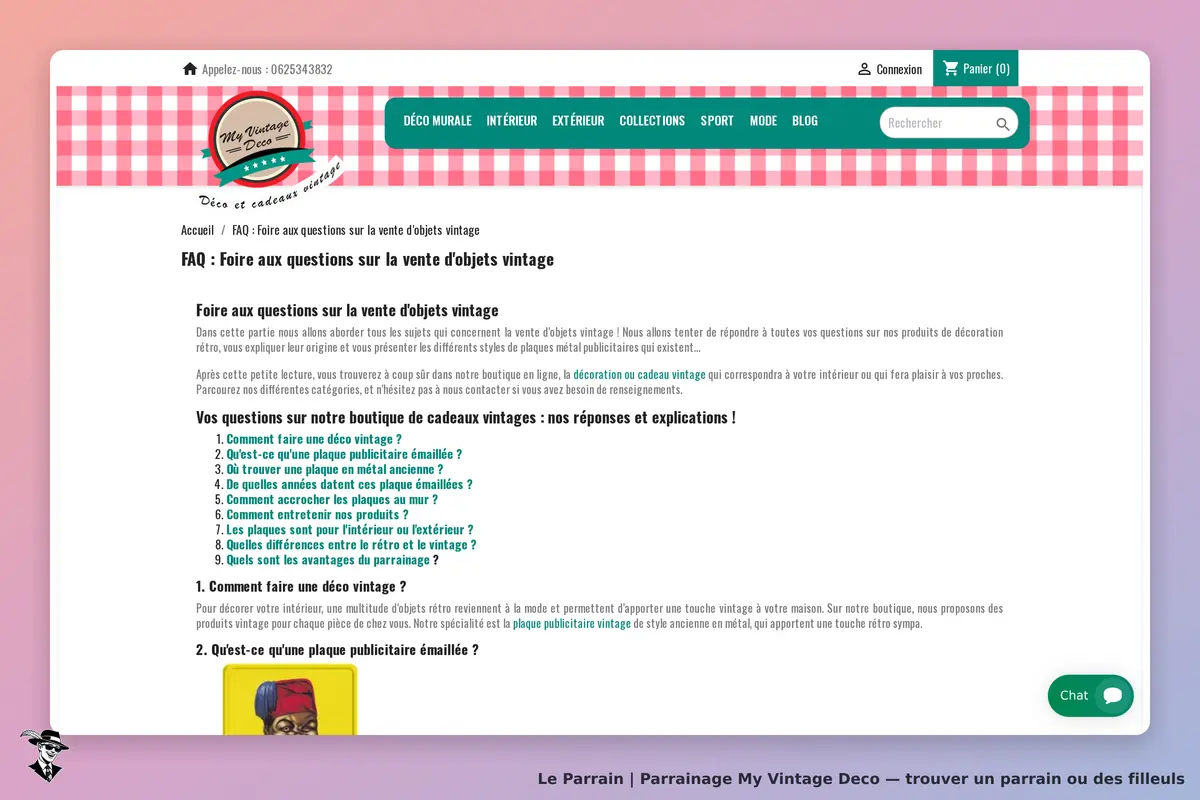 My Vintage Deco : FAQ sur la vente d'objets vintage avec questions et réponses affichées