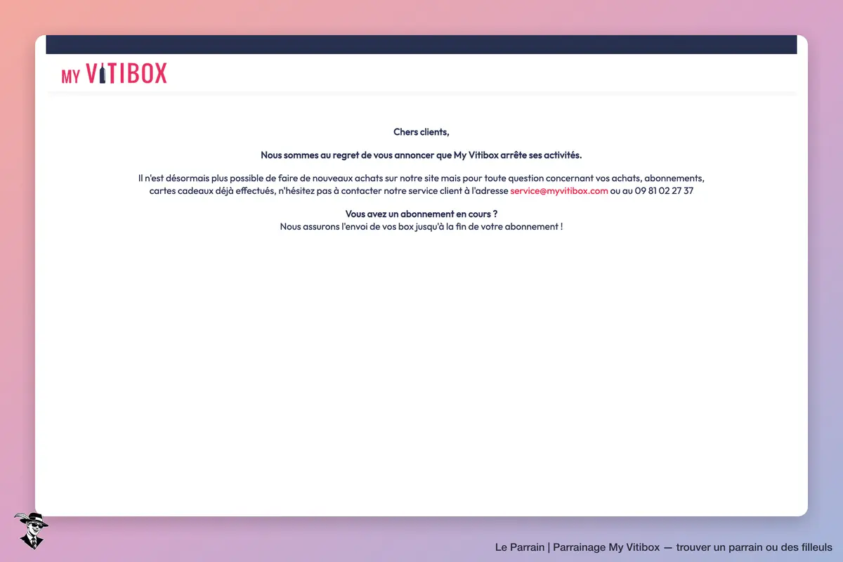 Page d'accueil de My Vitibox