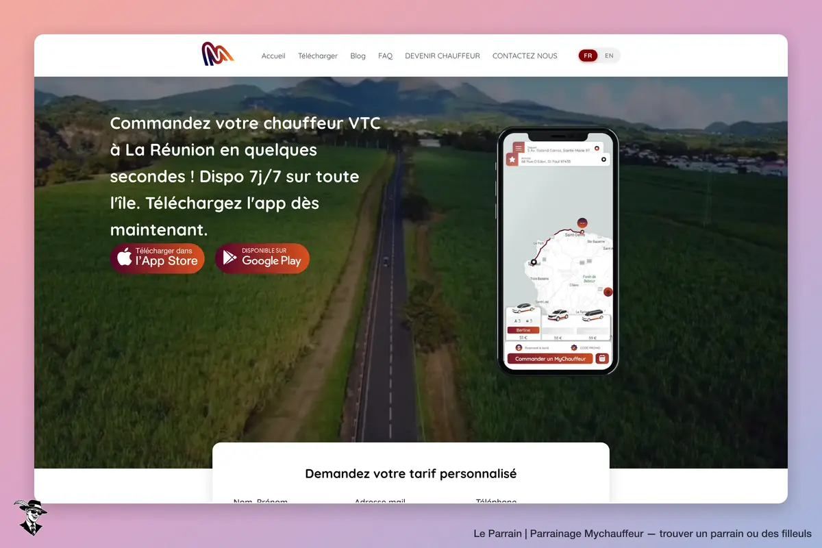 Page d'accueil de Mychauffeur