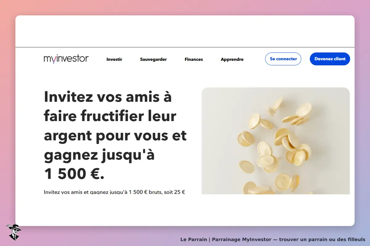 MyInvestor : invitation à inviter des amis pour fructifier leur argent avec des éléments graphiques