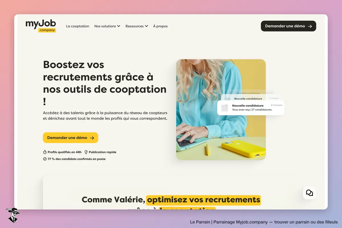 Page d'accueil de Myjob.company