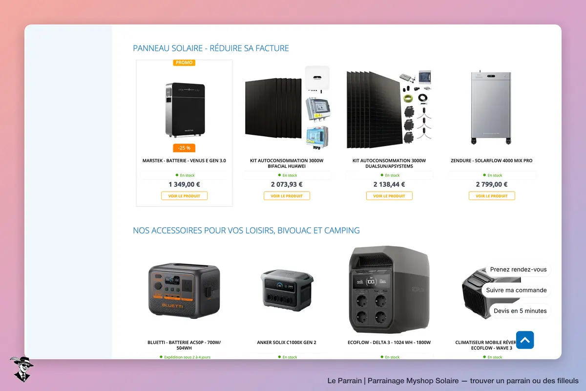 Capture d'écran de Myshop Solaire