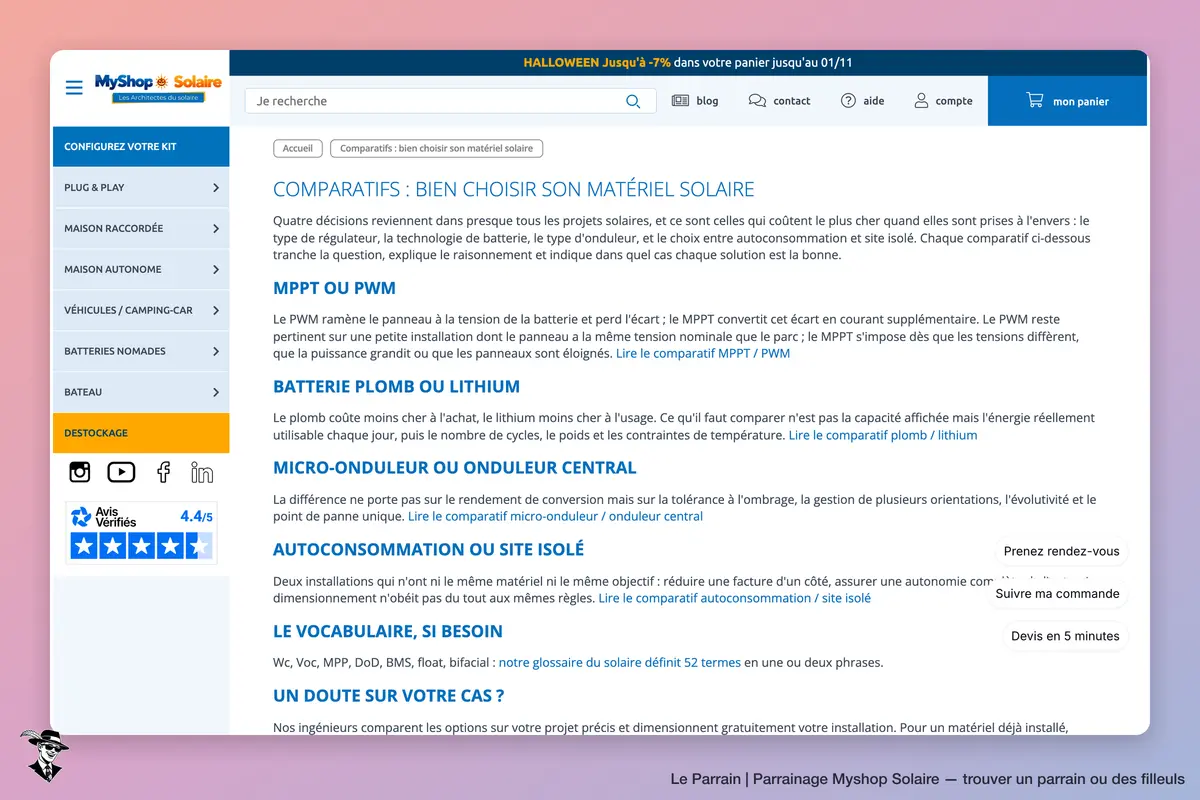 Capture d'écran de Myshop Solaire