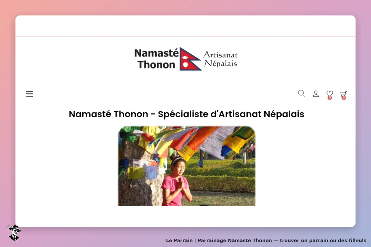 Namaste Thonon : namasté Thonon : page d'accueil avec une femme en prière et des drapeaux colorés