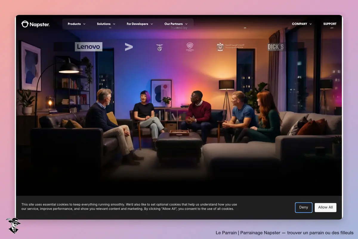 Page d'accueil de Napster