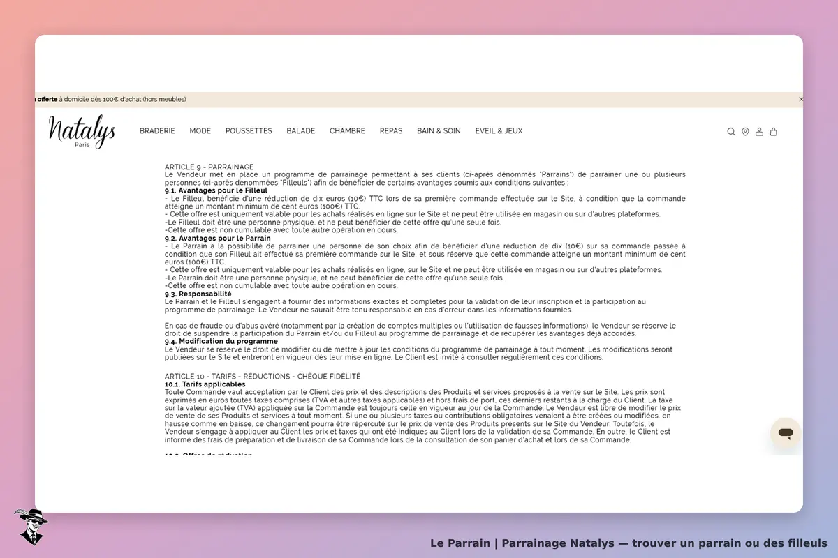 Page parrainage de Natalys