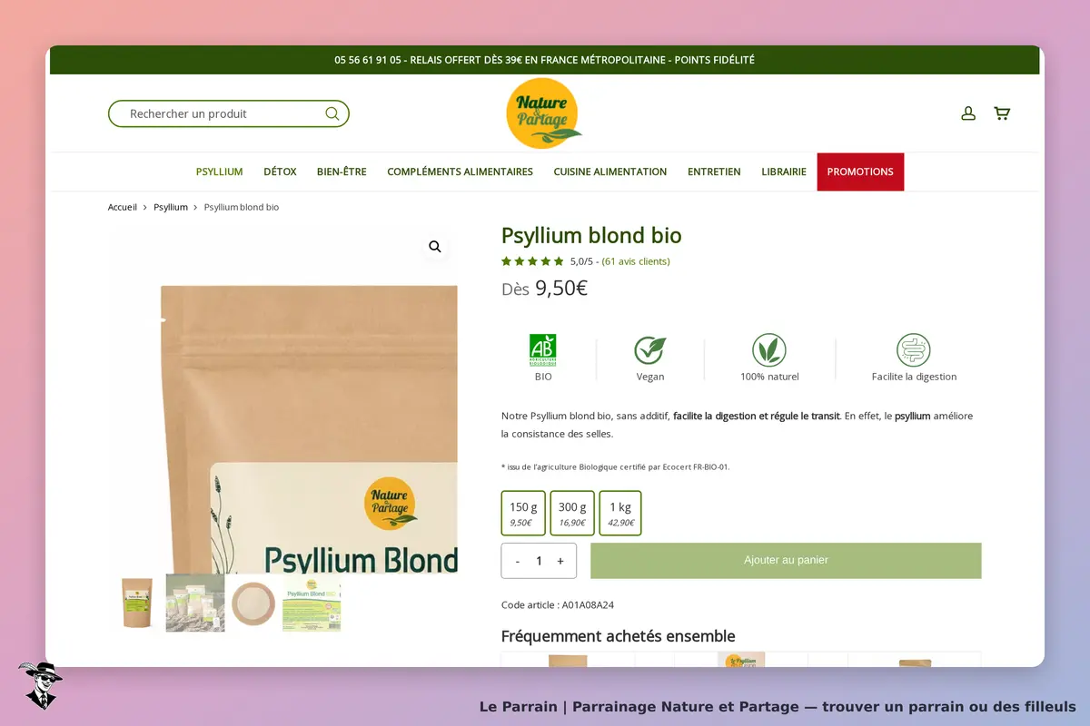 Page produit de Nature et Partage