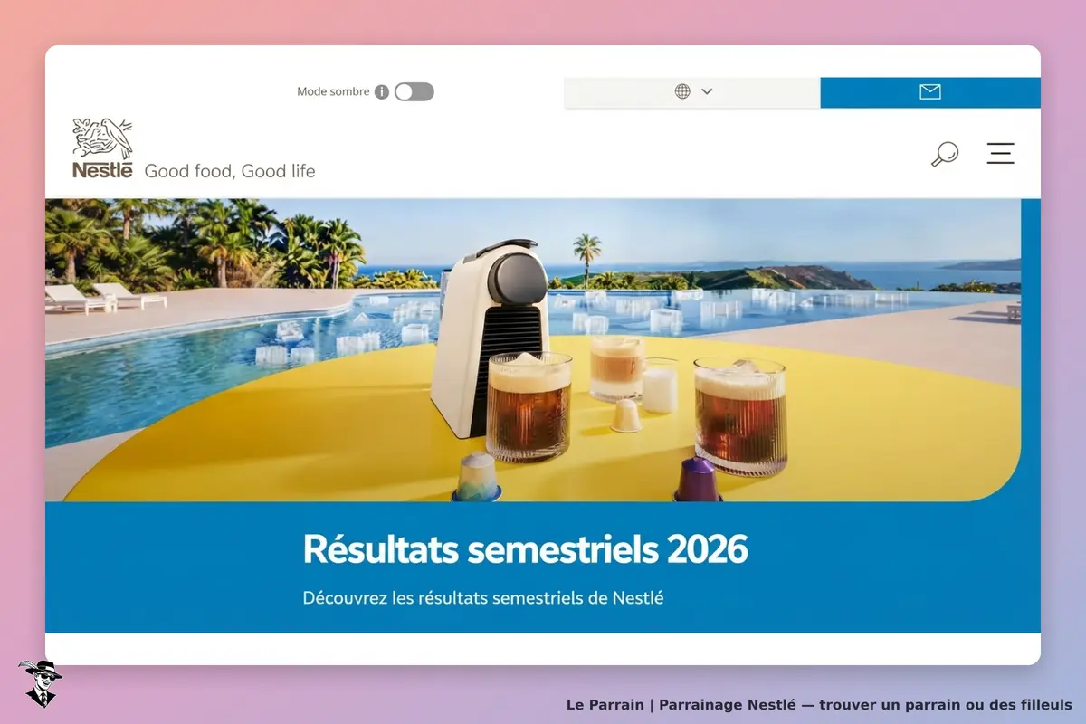 Nestlé : page d'accueil avec des boissons et une machine à café au bord d'une piscine