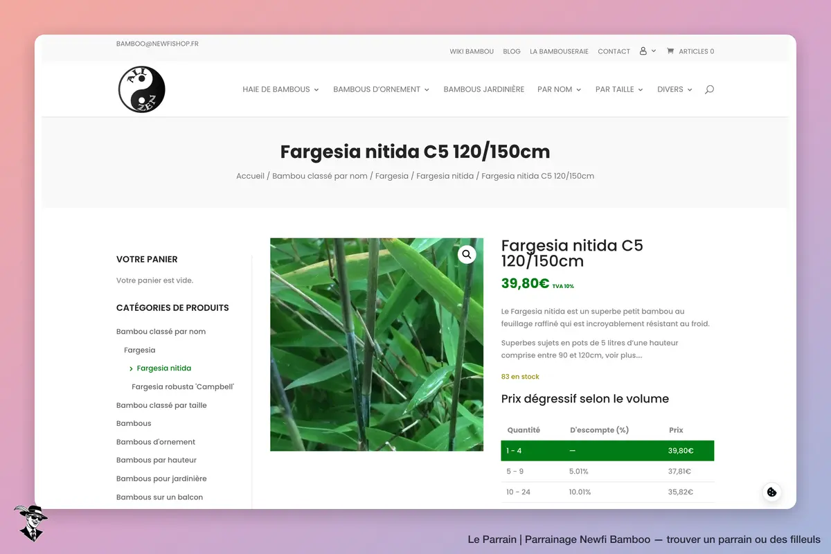 Page produit de Newfi Bamboo