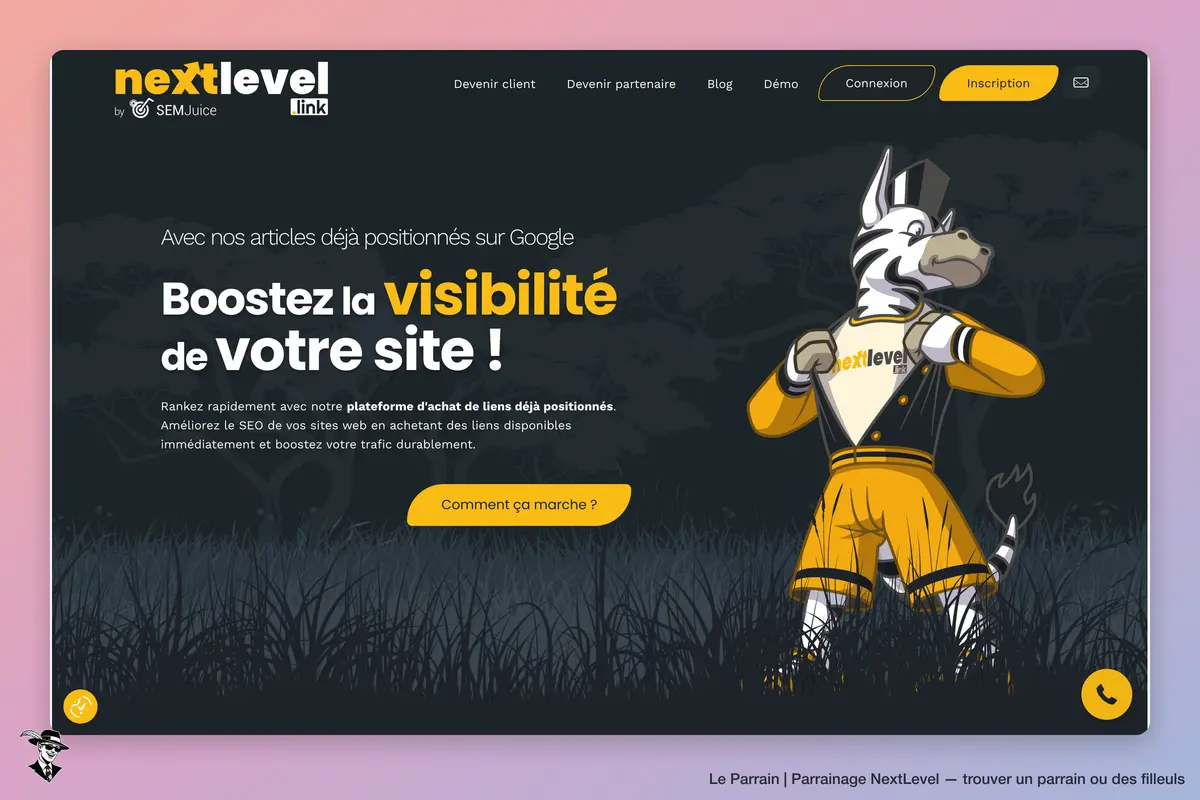 Page d'accueil de NextLevel