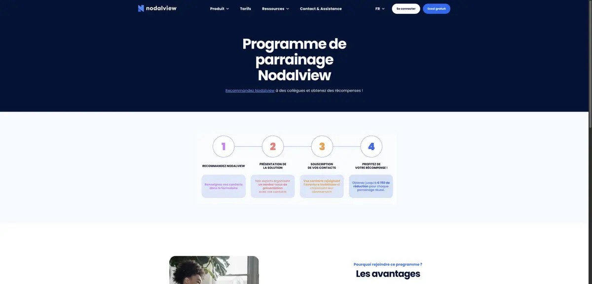 Page officielle du programme de parrainage Nodalview et ses étapes