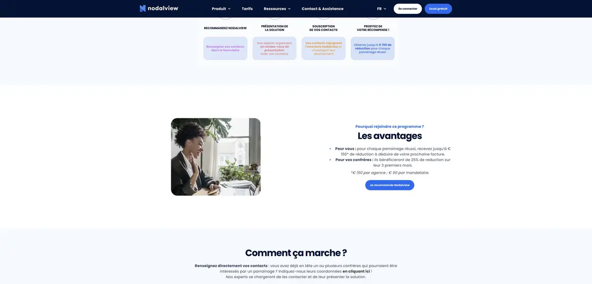Avantages du parrainage Nodalview pour agence, mandataire et filleul