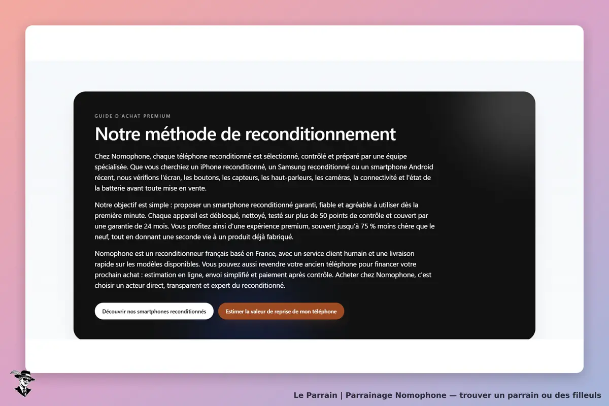 Nomophone : méthode de reconditionnement des smartphones, informations et options de services