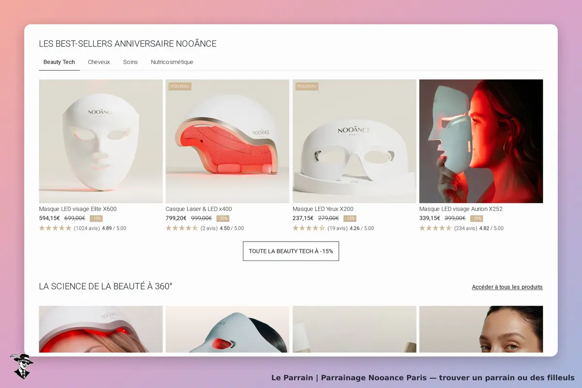 Nooance Paris : nooance : page d'accueil avec best-sellers de produits de beauté et images de