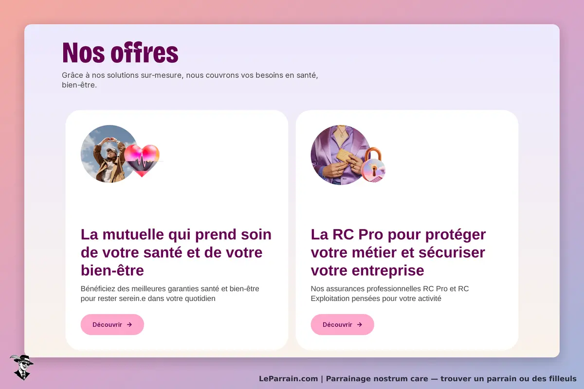 Nostrum Care : section présentant des offres de mutuelle et d'assurance RC Pro
