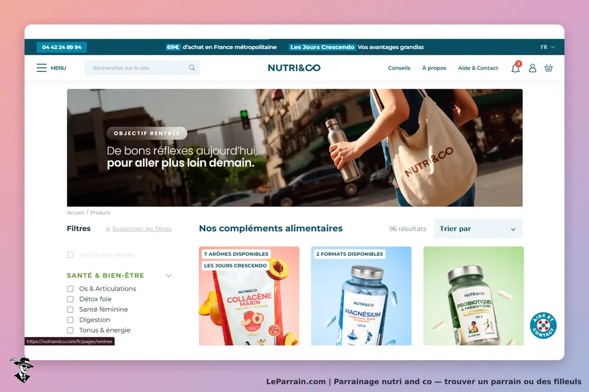 nutri and co : nUTRI&CO : page d'accueil avec produits et filtres pour compléments alimentaires