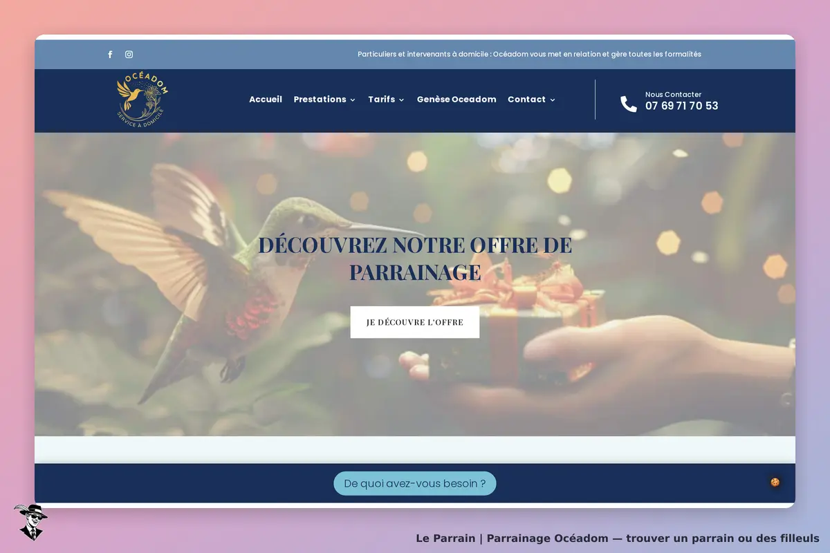 Page parrainage de Océadom