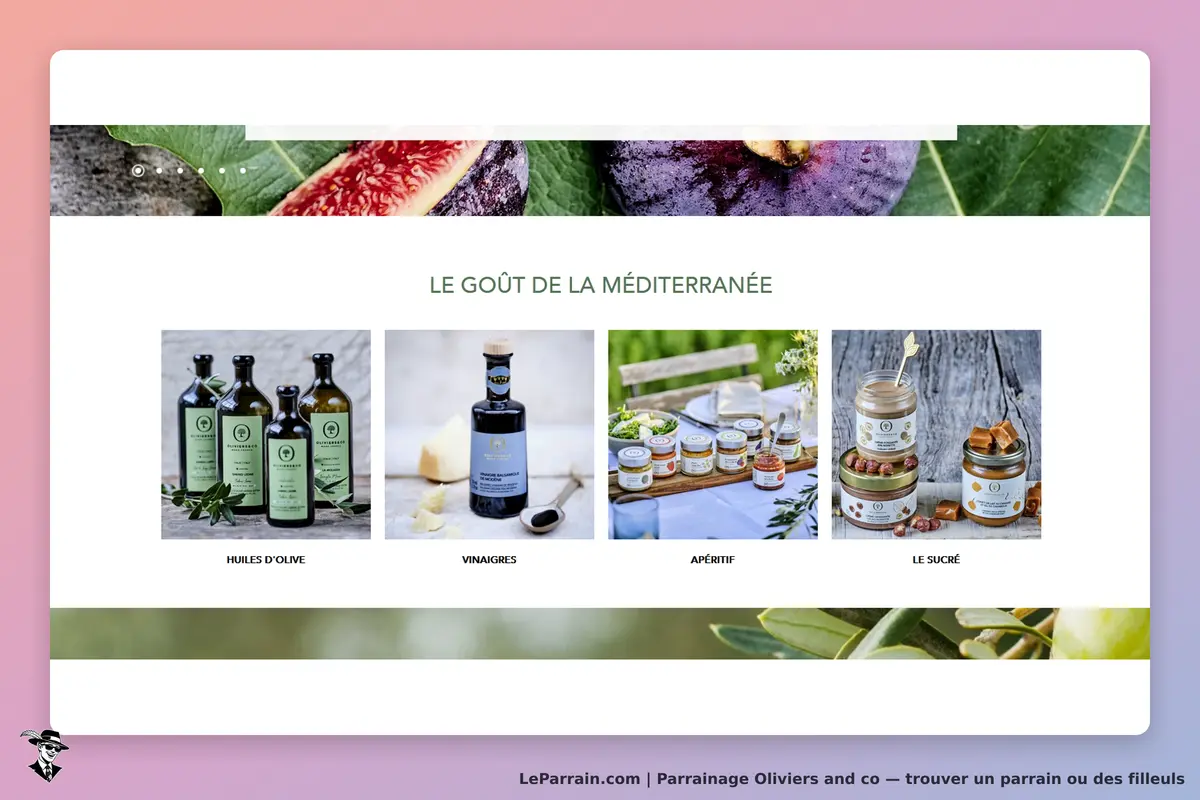 Oliviers and co : présentation de produits méditerranéens avec huiles, vinaigres et apéritifs