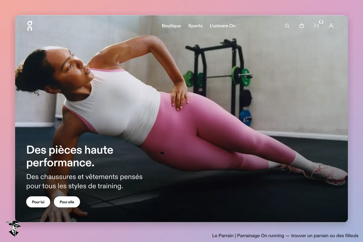 Page d'accueil de On running