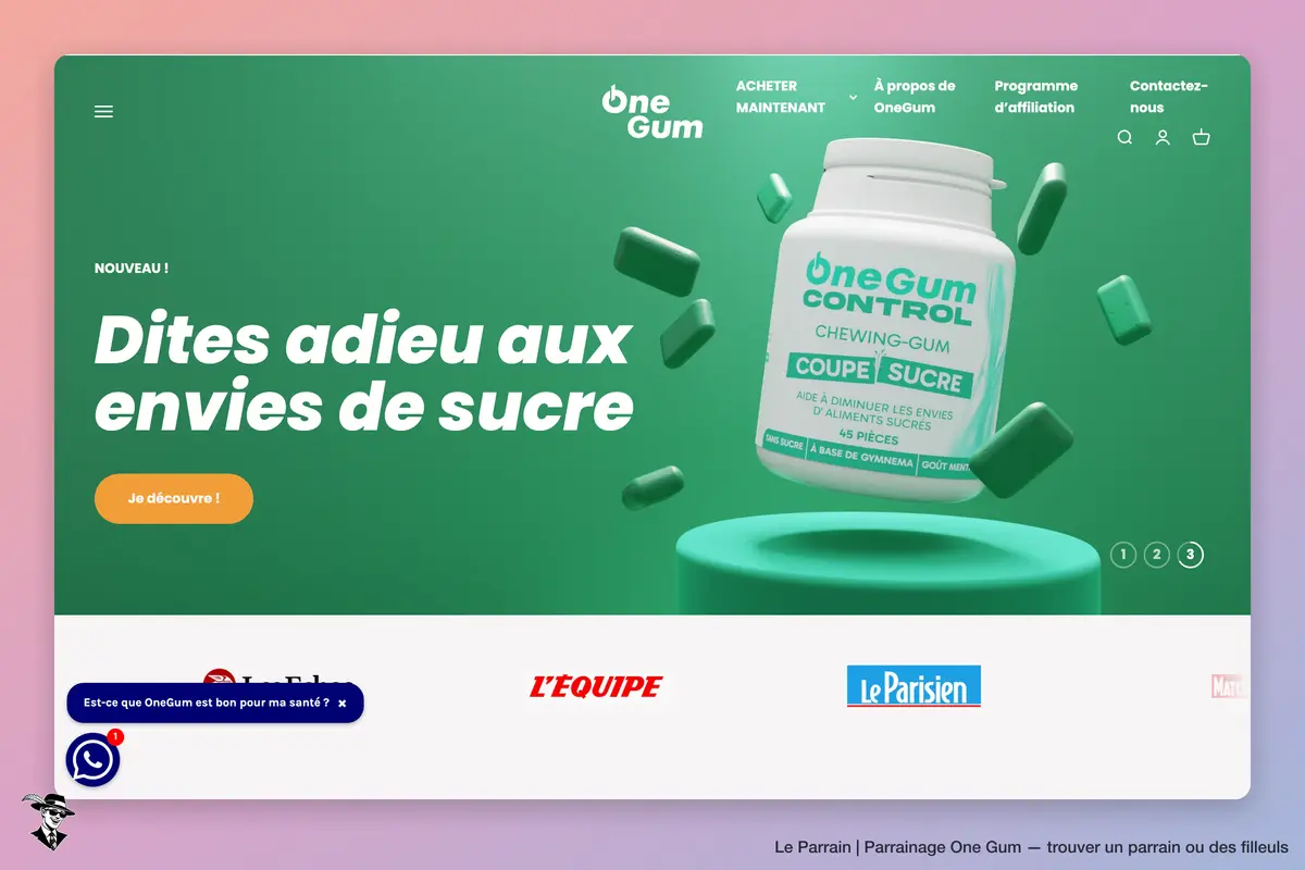 Page d'accueil de One Gum