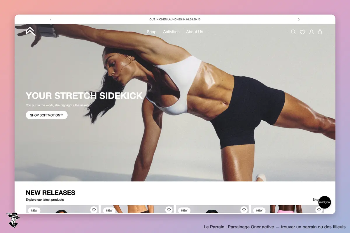 Page d'accueil de Oner active