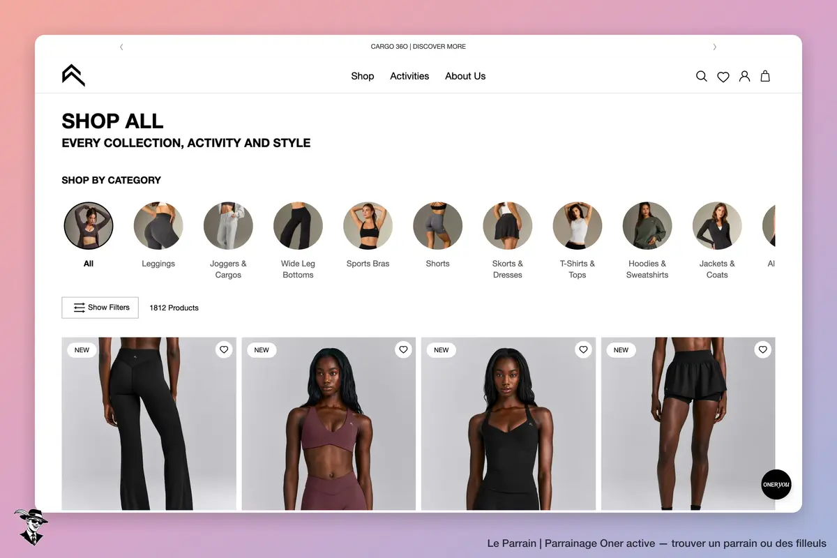 Page catégorie de Oner active