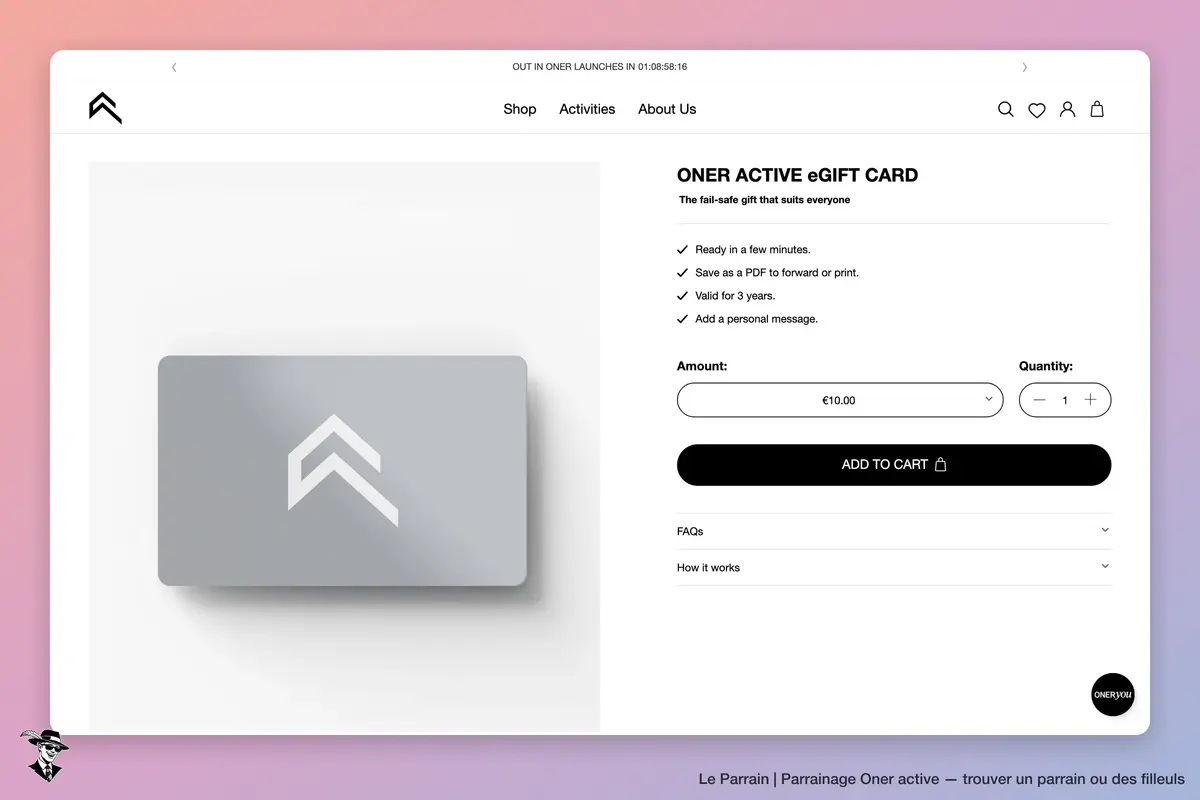 Page produit de Oner active