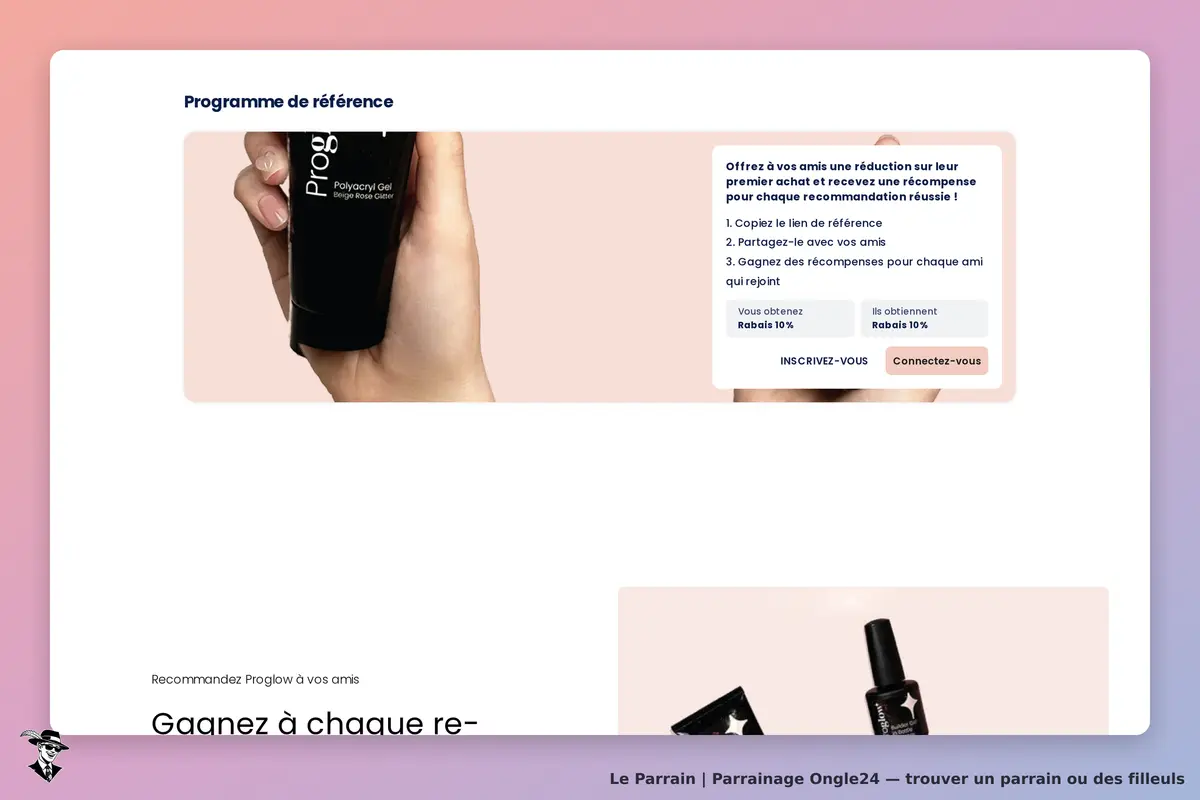 Ongle24 : programme de référence avec gel polyacrylique et instructions de parrainage