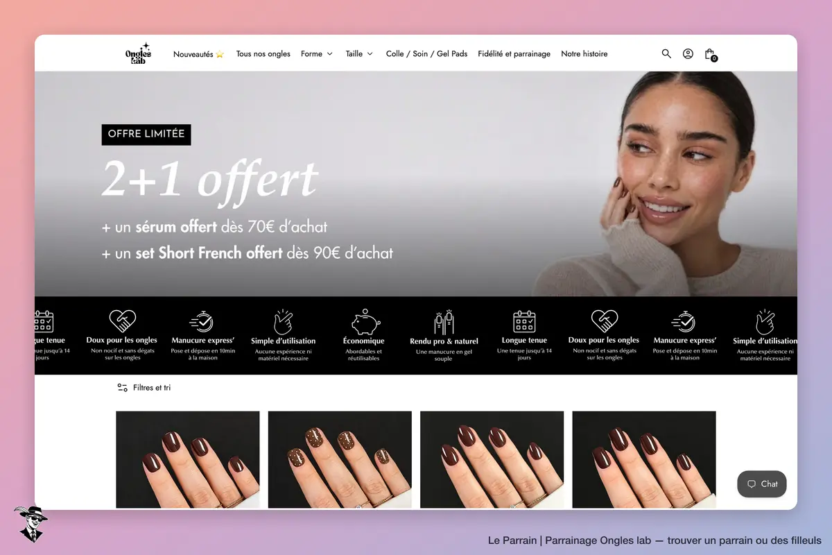 Page catégorie de Ongles lab