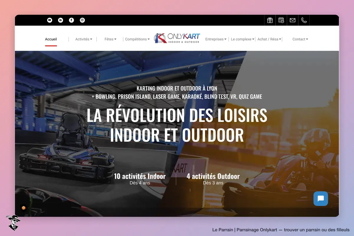 Page d'accueil de Onlykart