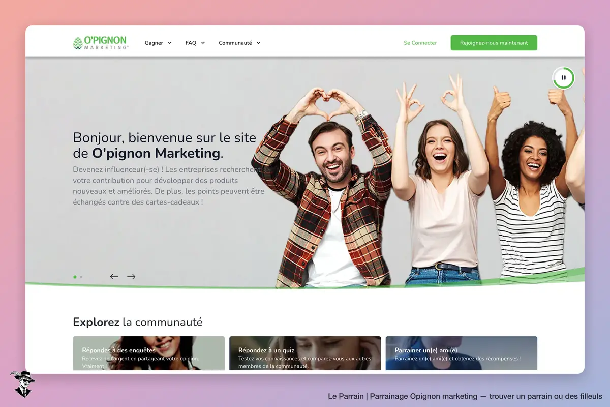 Page d'accueil de Opignon marketing