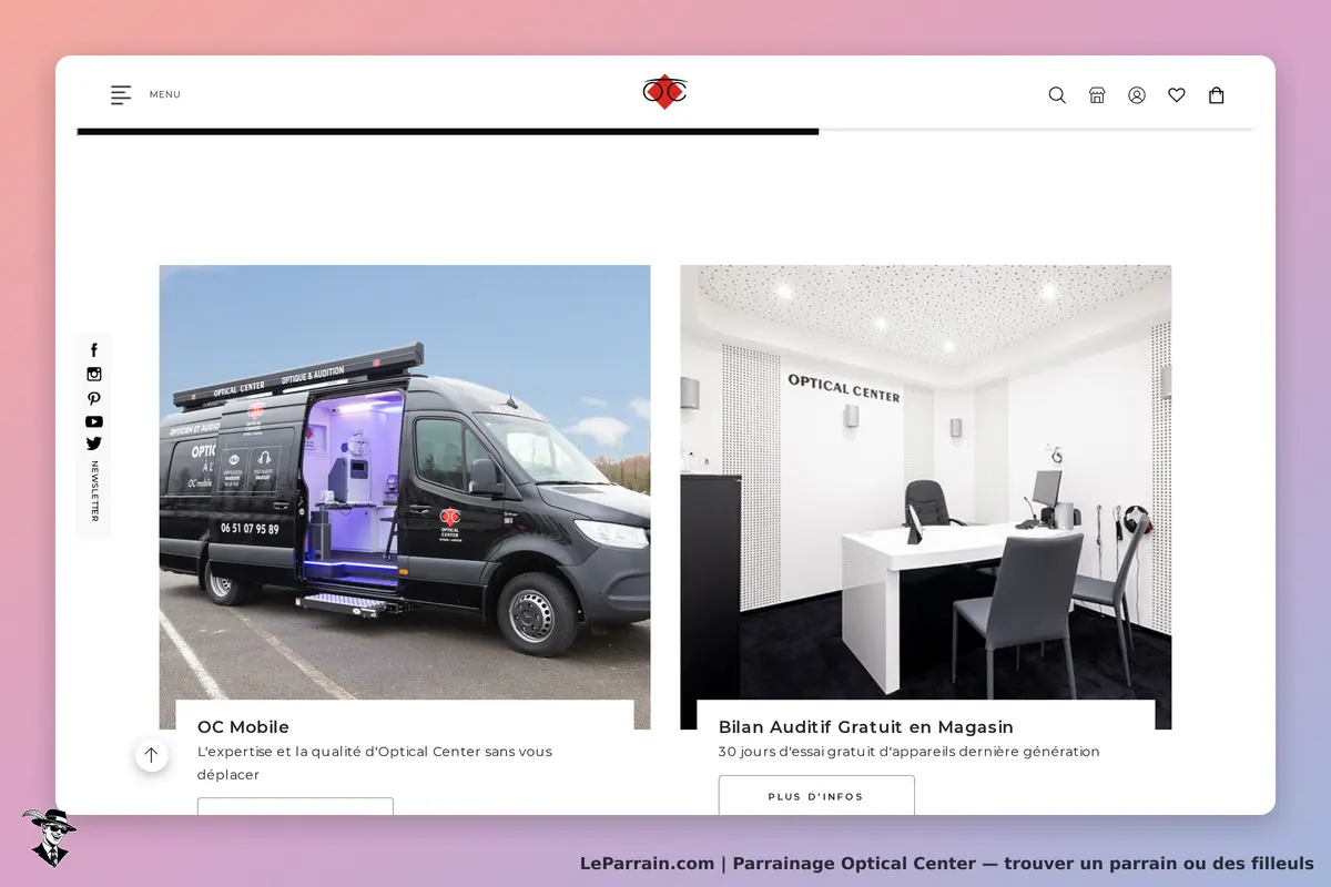 Optical Center : vue d'un véhicule mobile et d'un espace intérieur de consultation